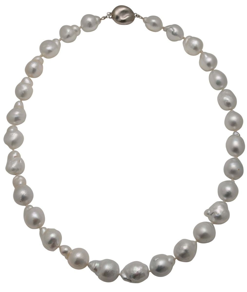 White South Sea Baroque Necklace With Baroque Clasp
