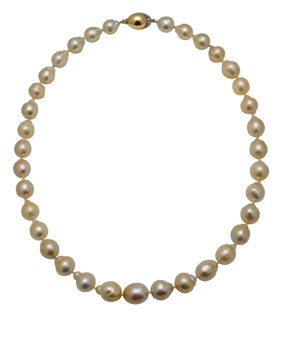 Baroque Light Gold South Sea Pearl Necklace With 18ct Clasp