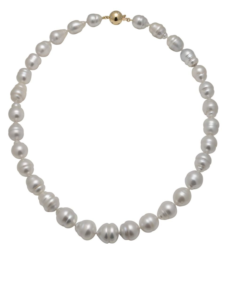 Baroque South Sea Pearl Necklace With Diamond Set Ball Clasp
