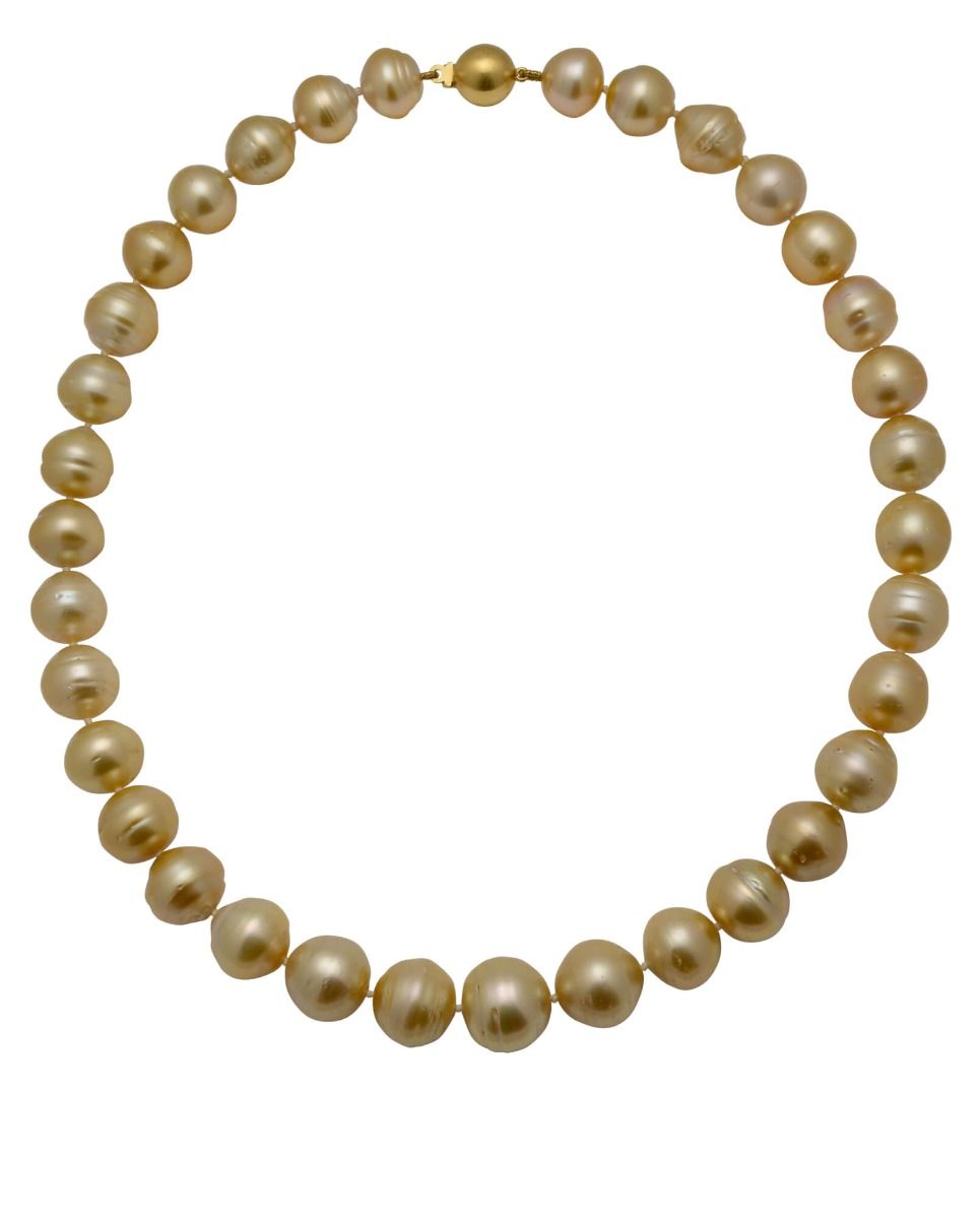 Gold Baroque South Sea Pearl Necklace with 9ct Matt Clasp