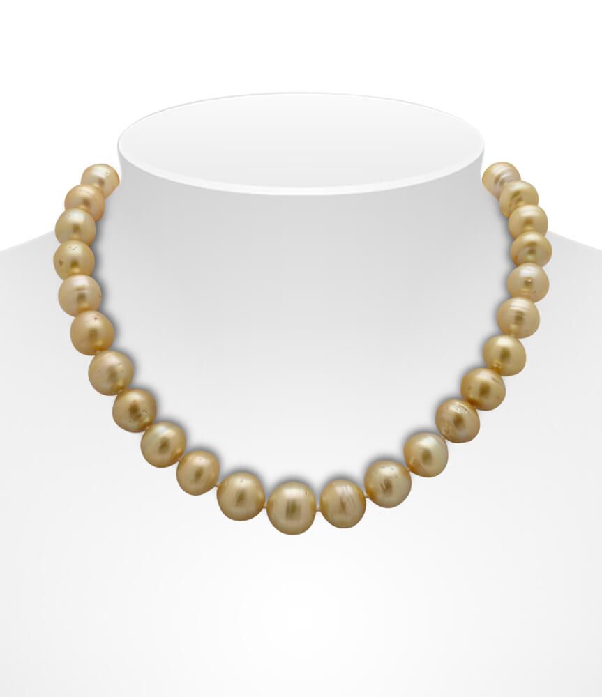 Gold Baroque South Sea Pearl Necklace On Bust