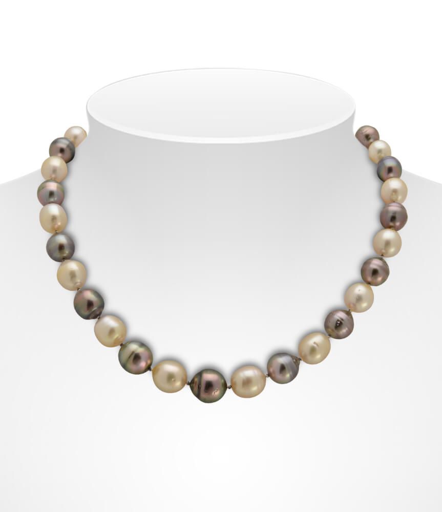 Baroque Tahitian And South Sea Pearl Necklace On Bust