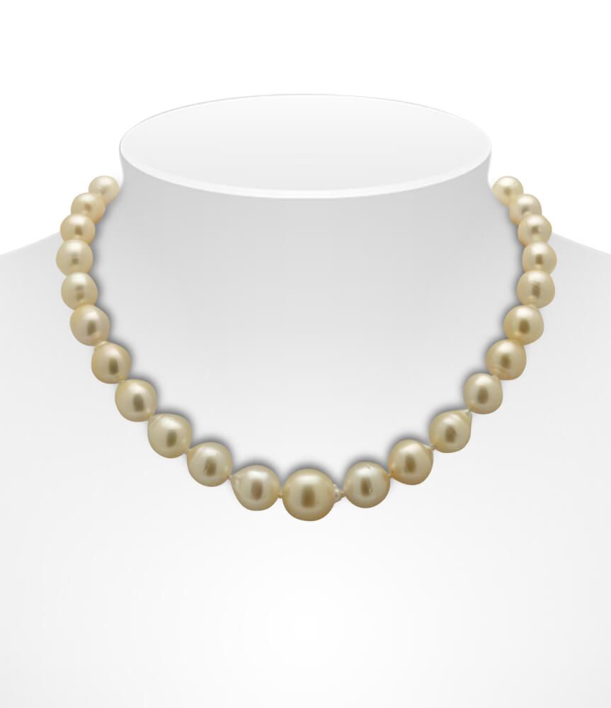 Creamy Baroque South Sea Pearl Necklace On Bust
