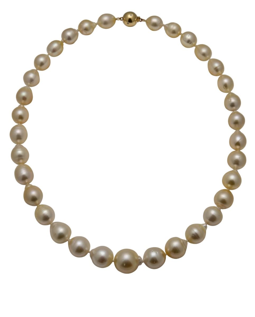 Cream South Sea Baroque Pearl Necklace With 18ct Diamond Clasp
