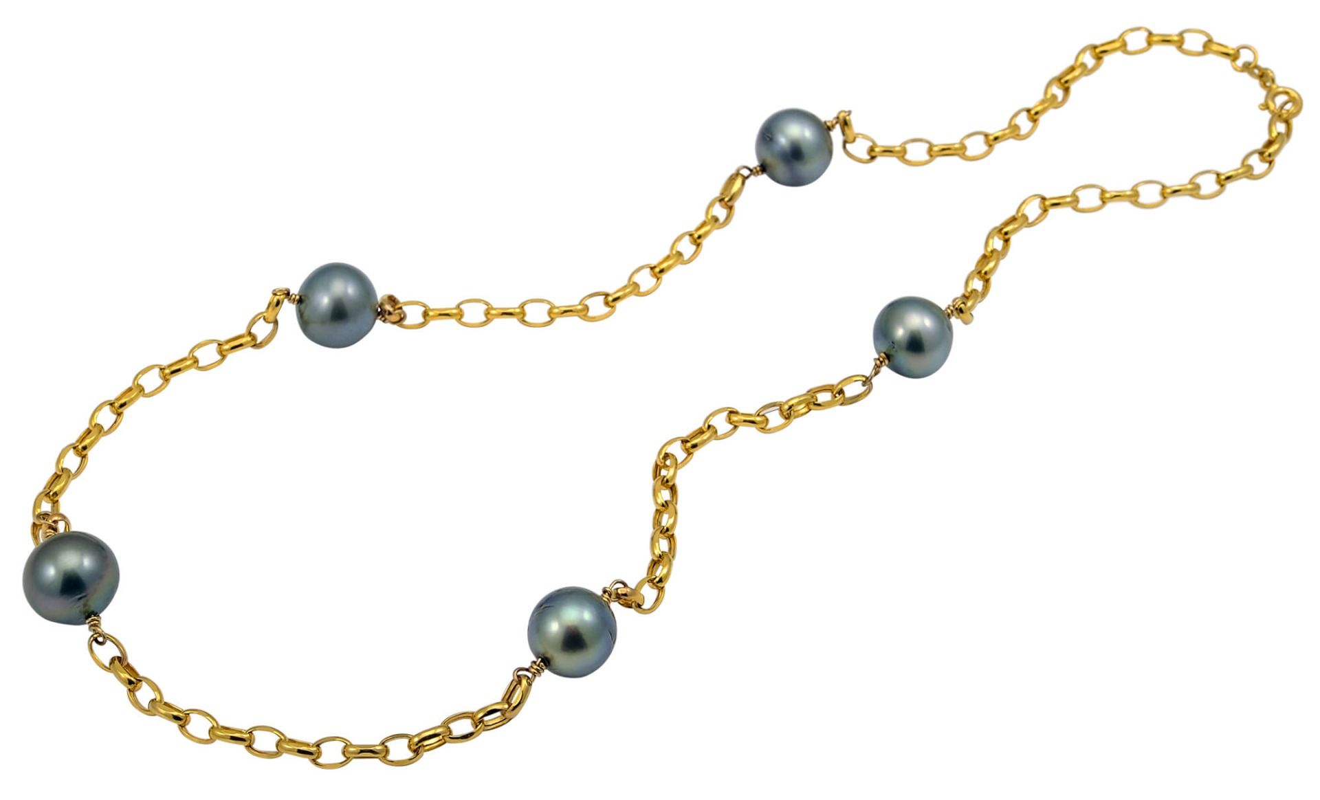 Tahitian Pearl and Oval Link Chain Necklace