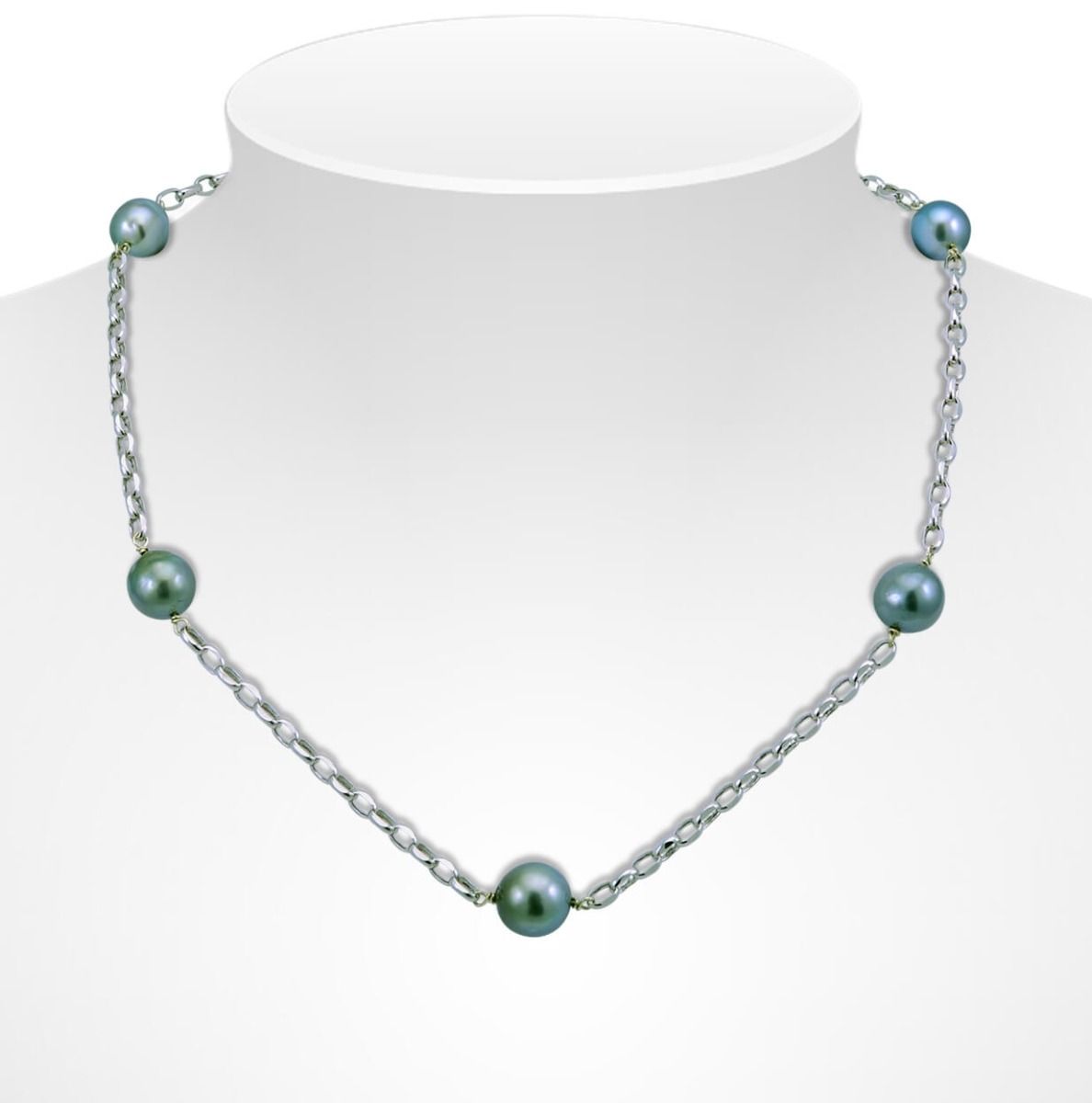 Tahitian Pearl And White Gold Oval Link Chain