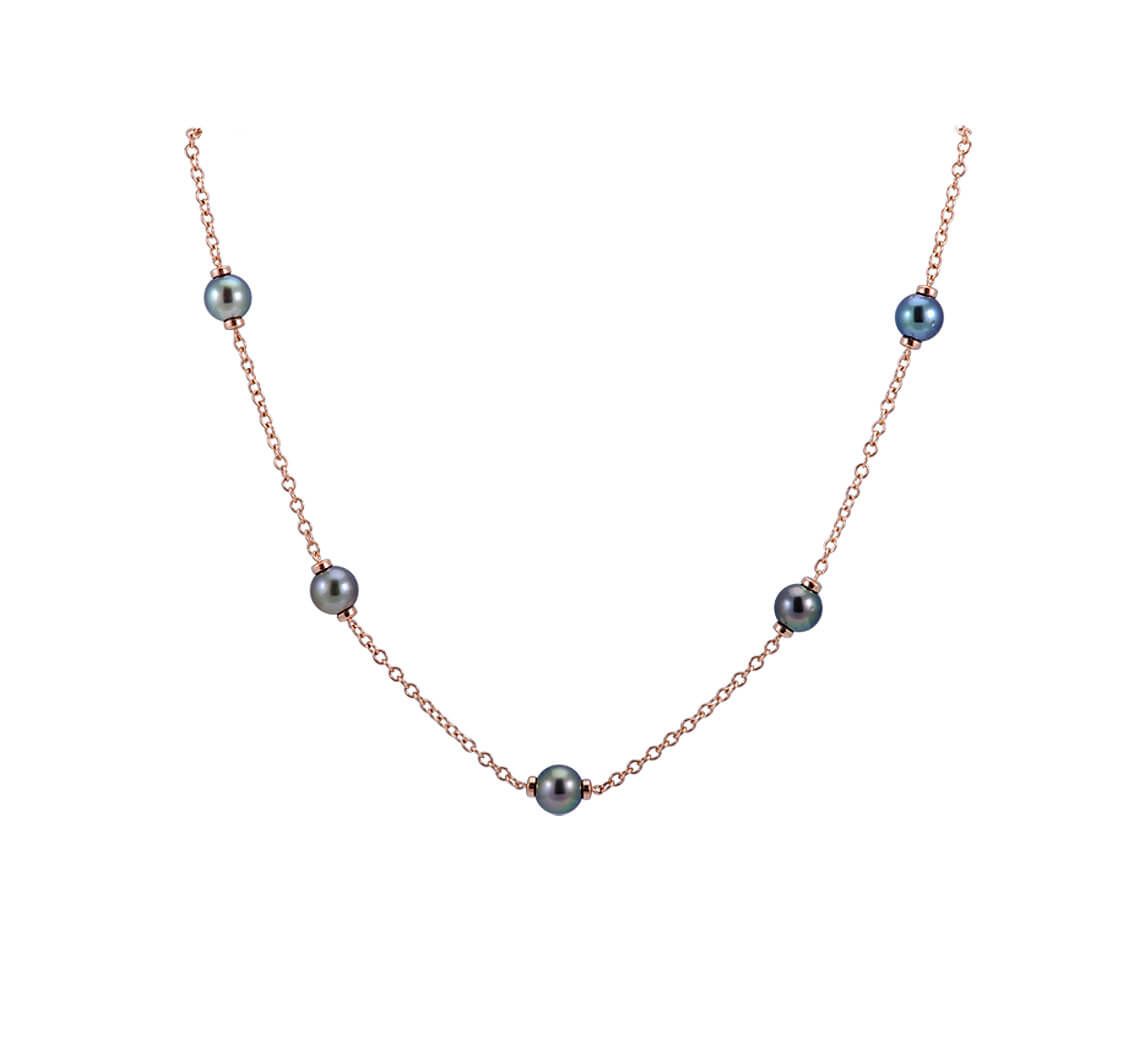 Tahitian Pearl & Chain Link "Mary Berry" Style Necklace  |  9ct Rose Gold