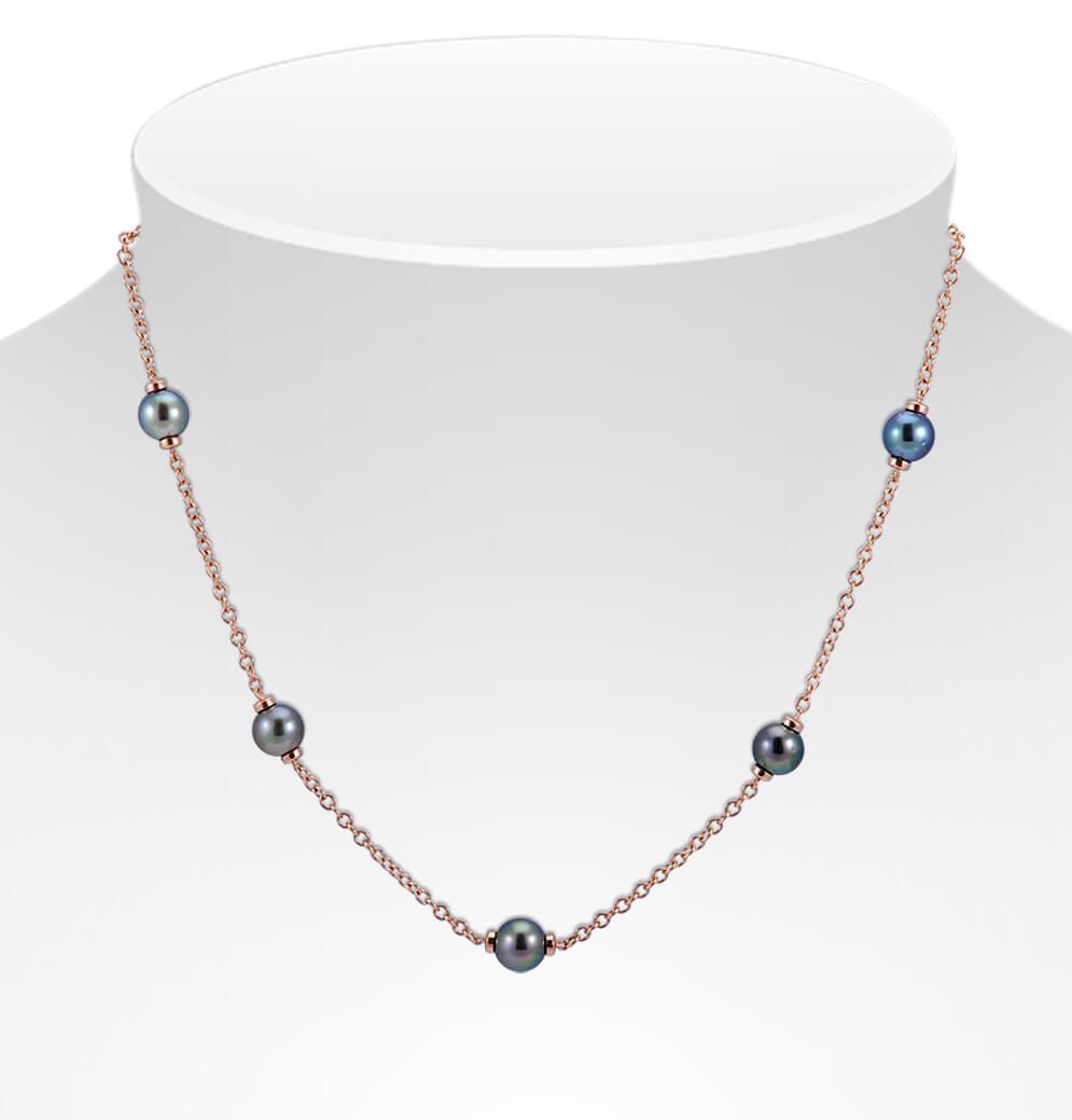 Tahitian Pearl & Chain Link "Mary Berry" Style Necklace  |  9ct Rose Gold