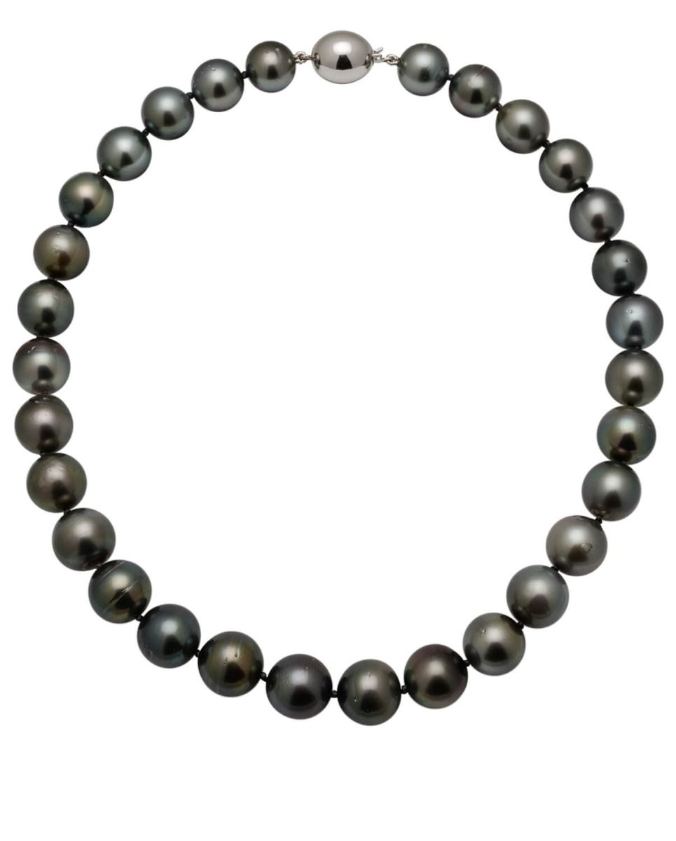 Dark Tahitian Pearl Necklace On White Gold Clasp