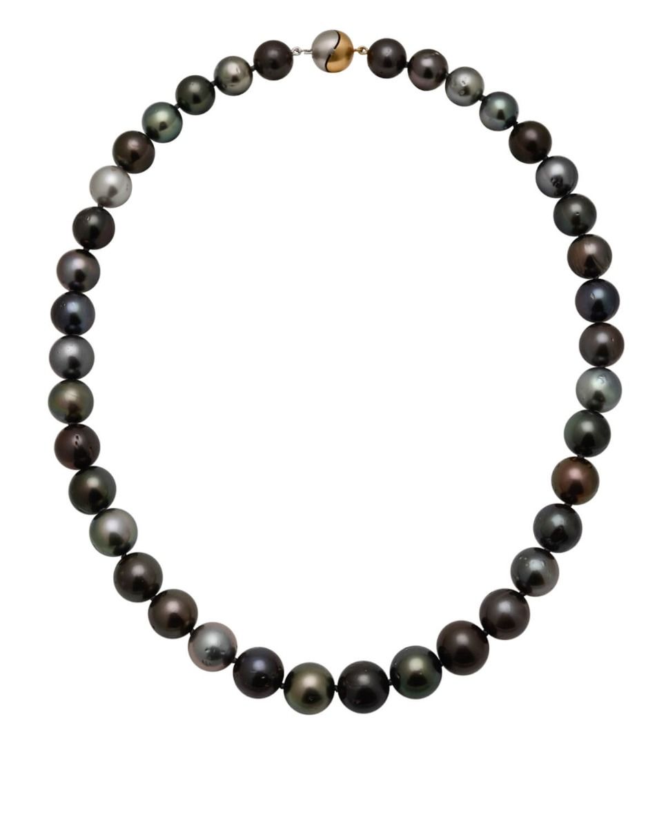 Tahitian Pearl Multi-Dark Tone Necklace With 18ct Diamond Clasp