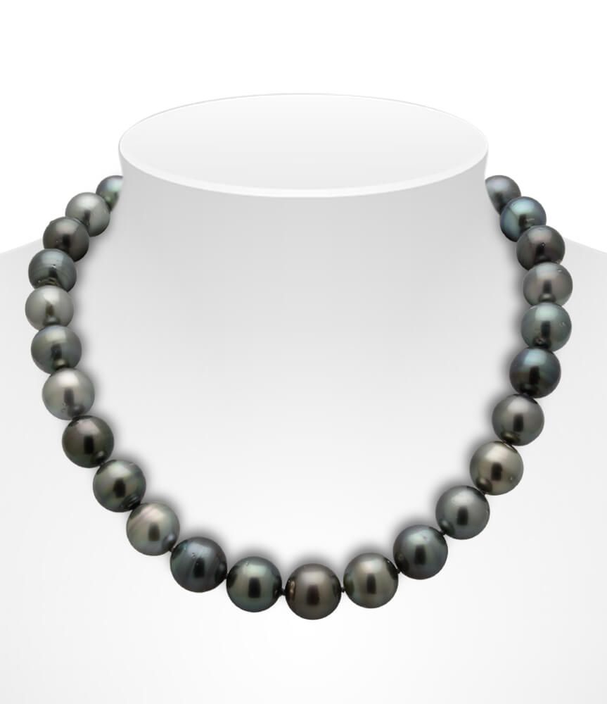 Dark Grey Tahitian Pearl Necklace on Bust