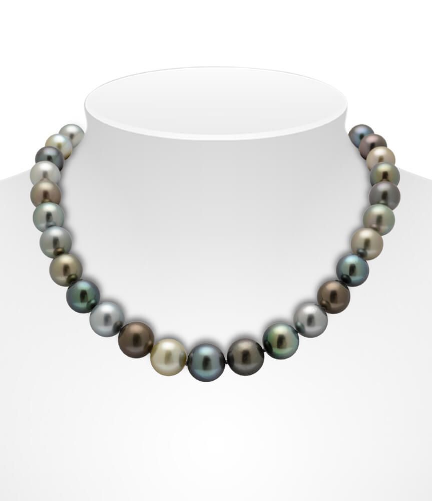 Tahitian Multicolour Pearl Necklace On Bust
