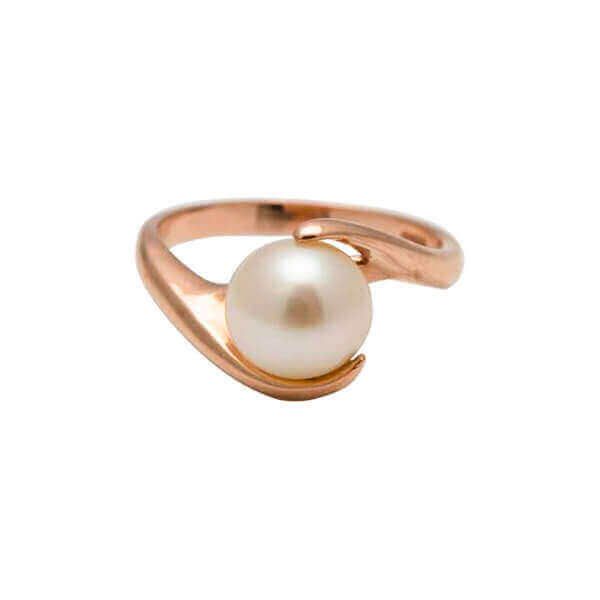 9 ct Rose Gold White Freshwater Pearl Contemporary Twist Ring 