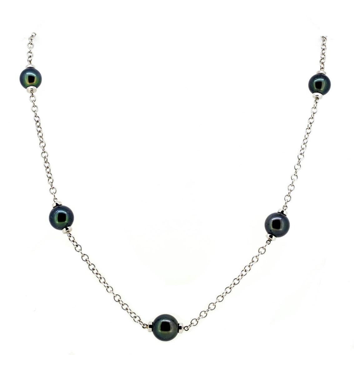 Tahitian Pearl & Chain 9ct White Gold Necklace 