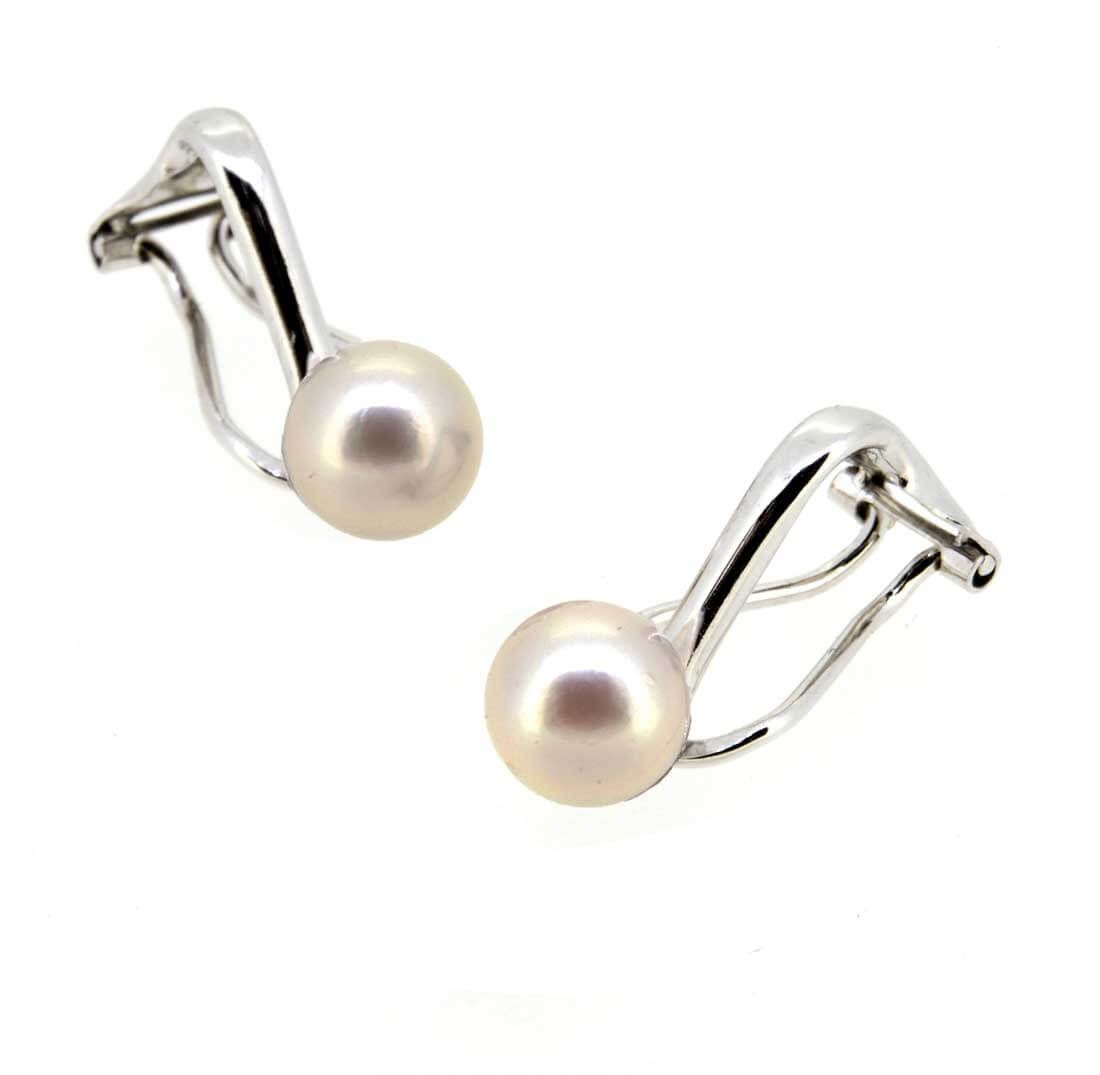 9ct White Gold  Akoya Clip On Earrings