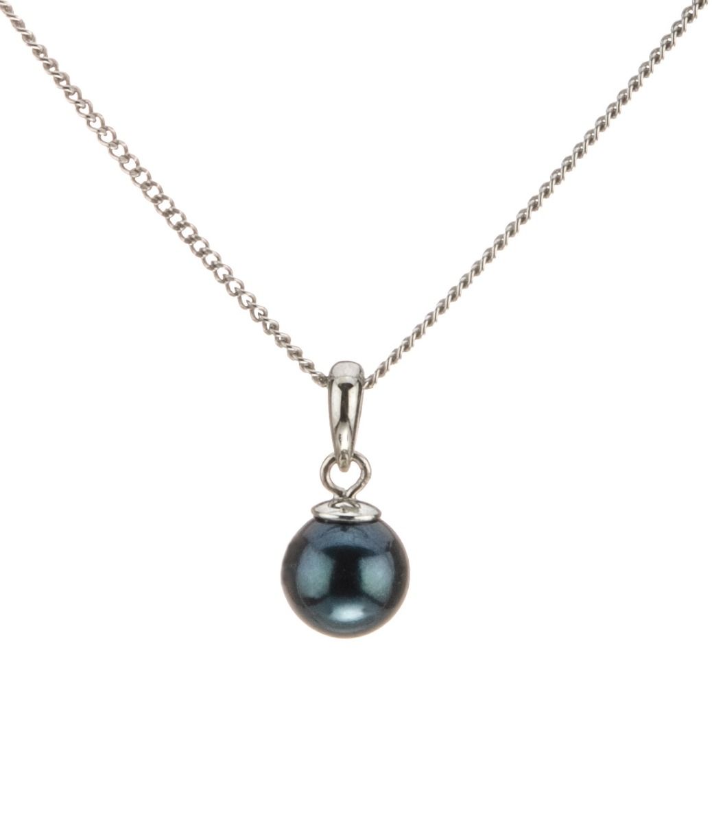 18ct White gold Black Akoya Pearl Pendant and Chain.