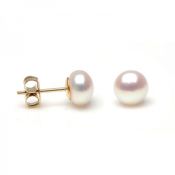 9ct Freshwater Bouton Pearl Stud Earrings 