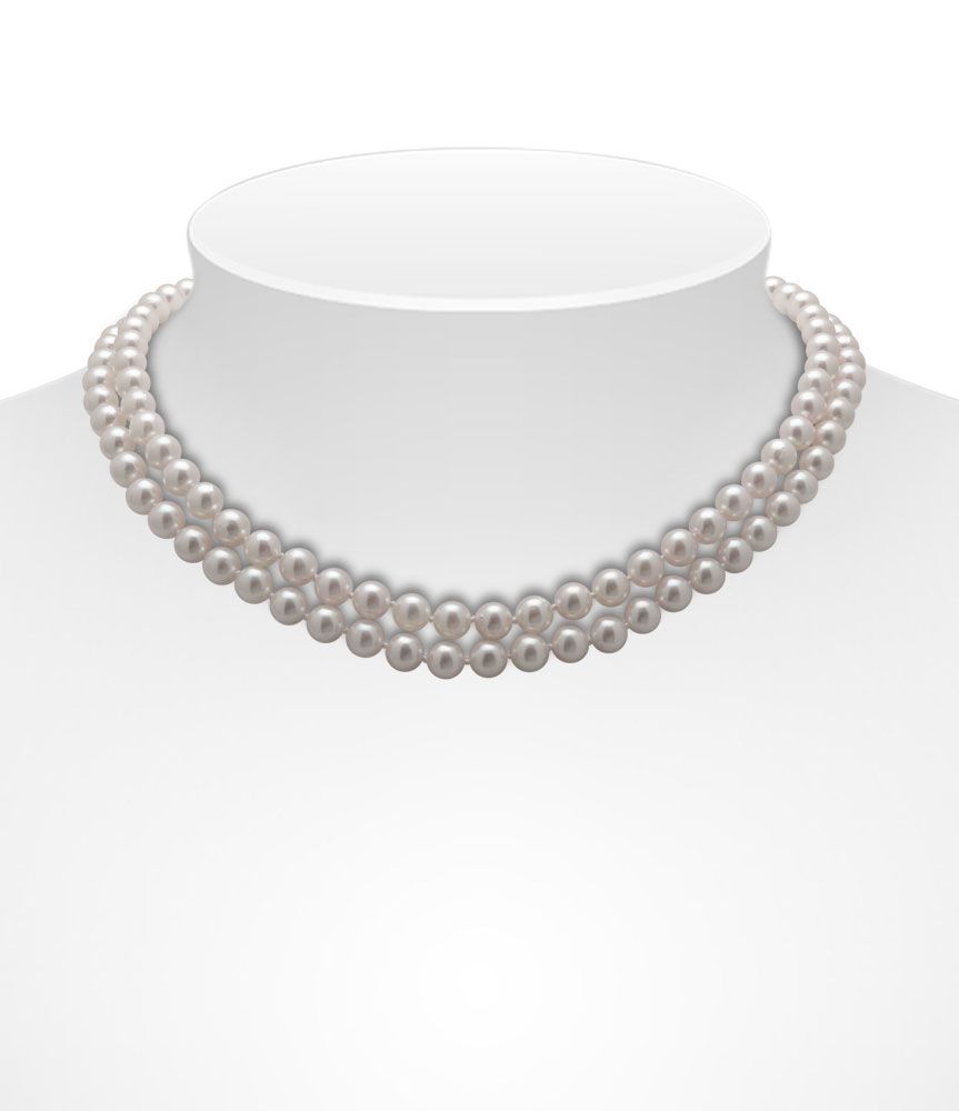 Double row Akoya Necklace on Bust