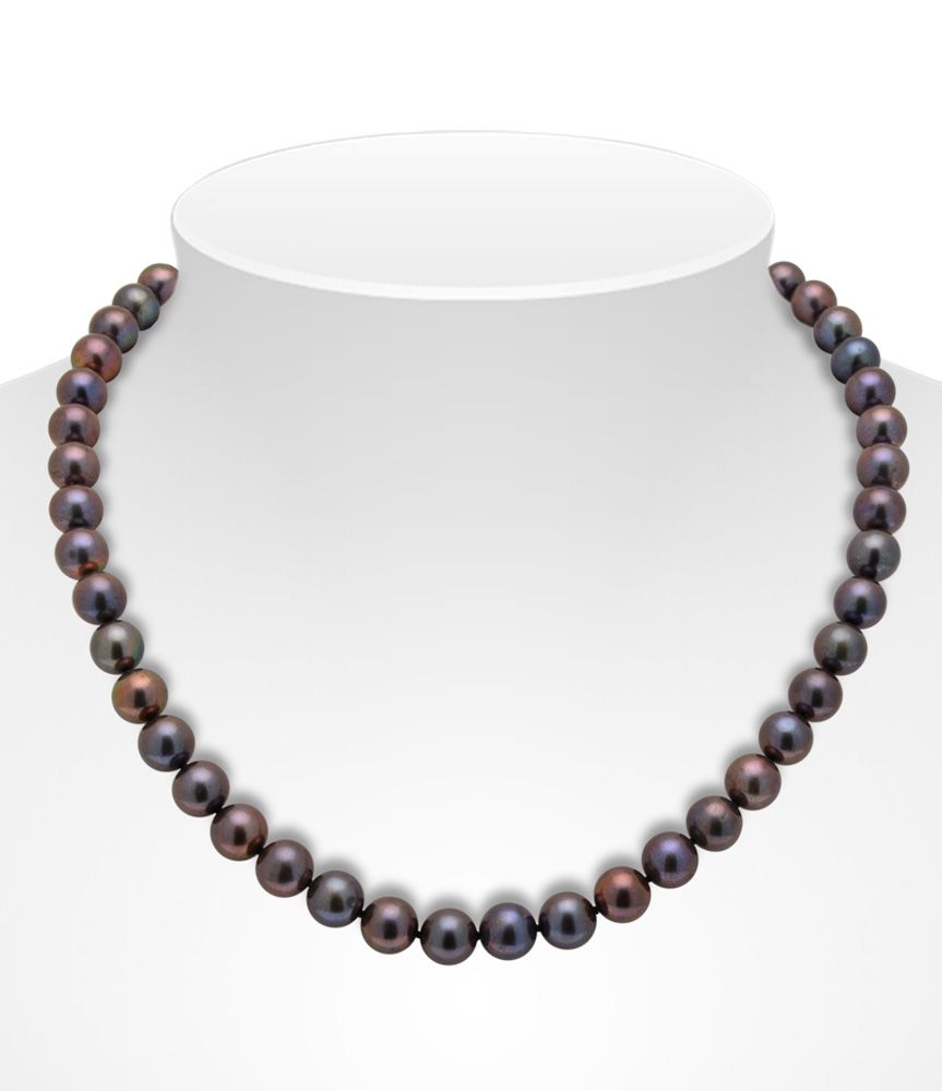 Black Freshwater Pearl Necklace on Bust