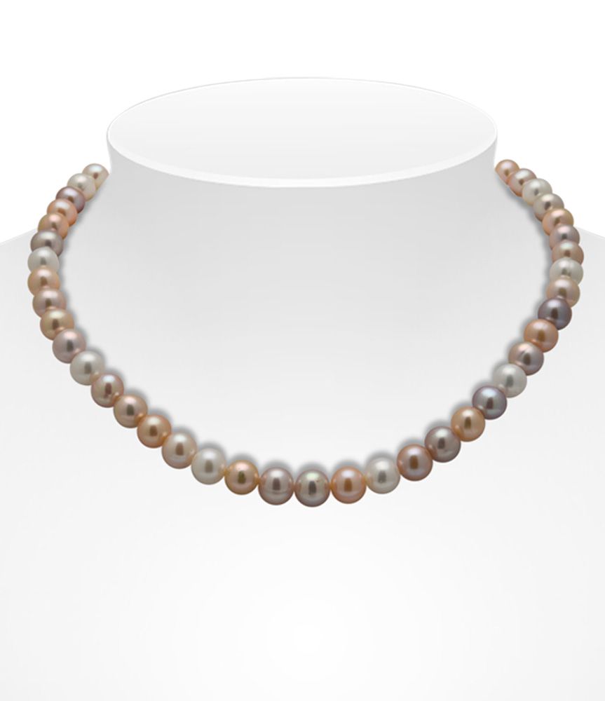 Natural Multi-colour Freshwater Pearl Necklace On Bust