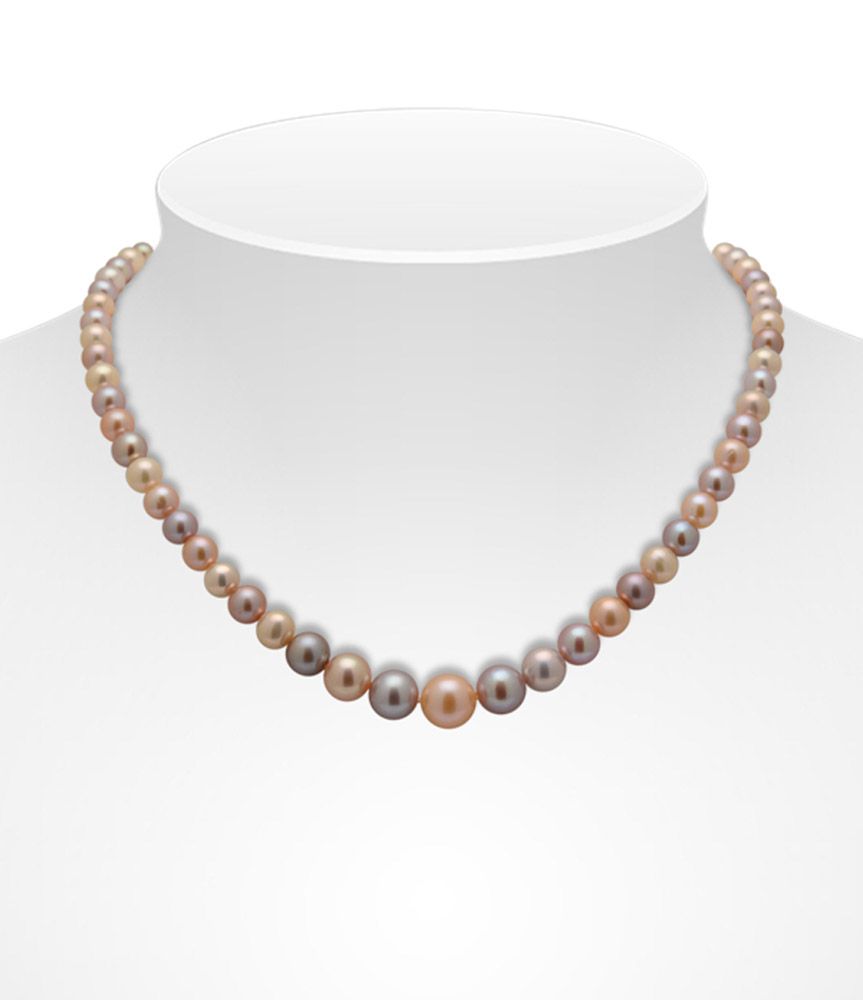 Graduated Multicoloured Freshwater Pearl Necklace on Bust
