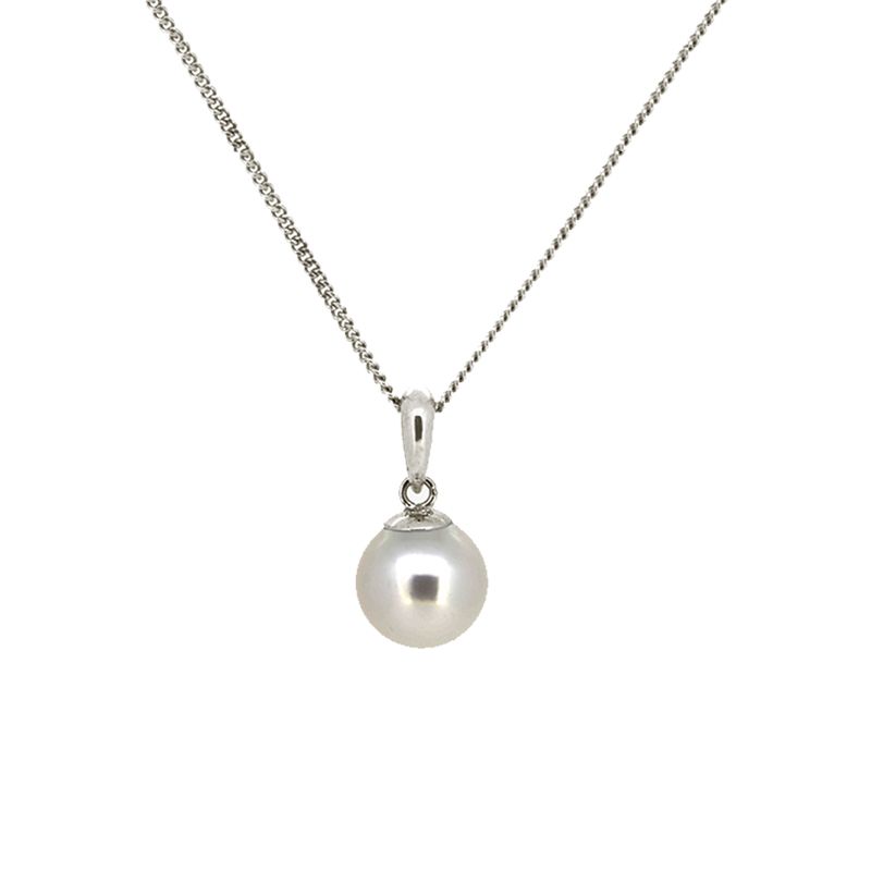 Simple Akoya Cultured Pearl Pendant  |  9ct White Gold