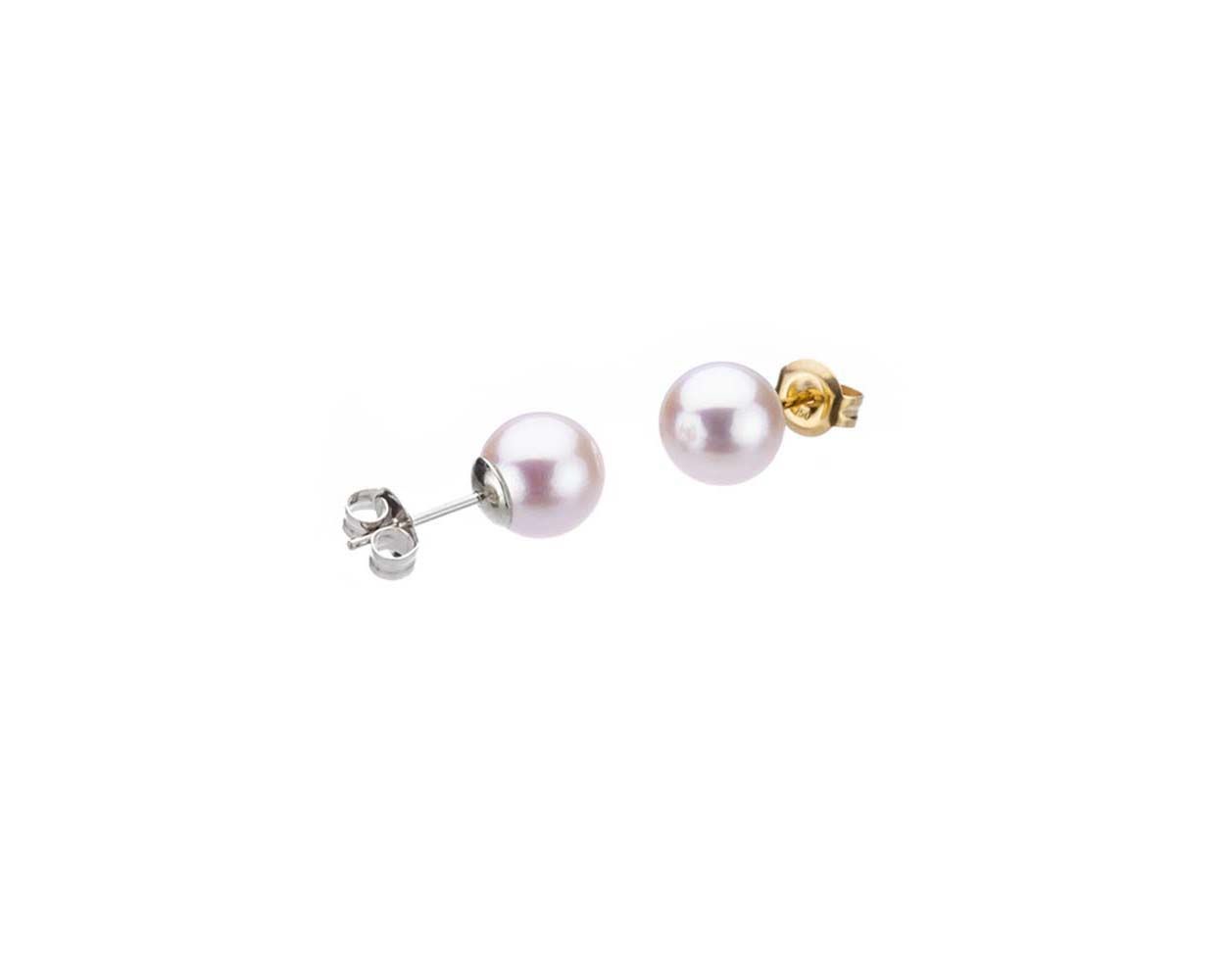 White Akoya Cultured Pearl Stud 6.5/7mm Earrings 