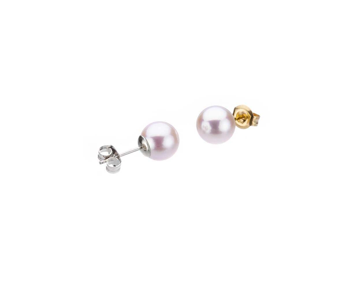 White Akoya Cultured Pearl 7/7.5mm Stud Earrings 
