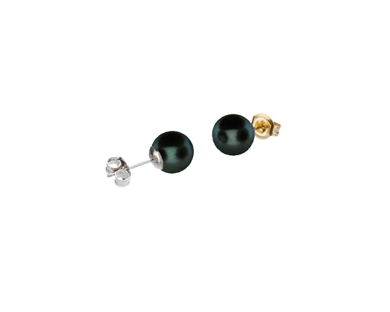 Black Akoya Stud Earrings | 7.0-7.5mm