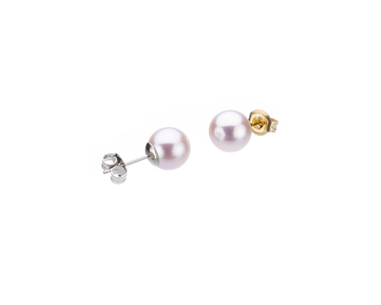 White Akoya Cultured Pearl 7.5/8mm Stud Earrings