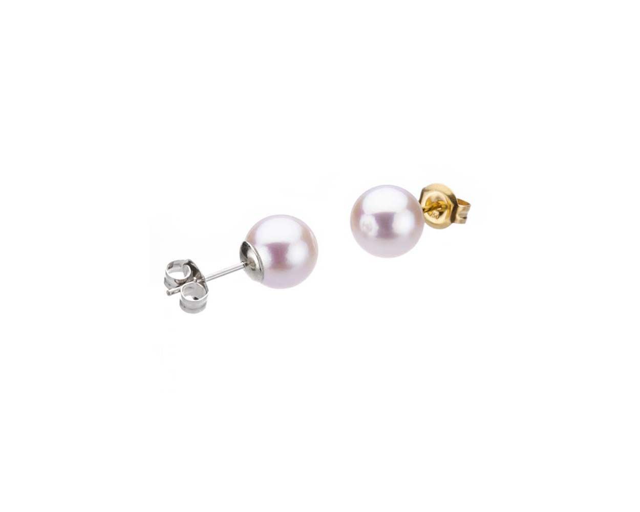 White Akoya Cultured Pearl 8/8.5mm Stud Earrings 