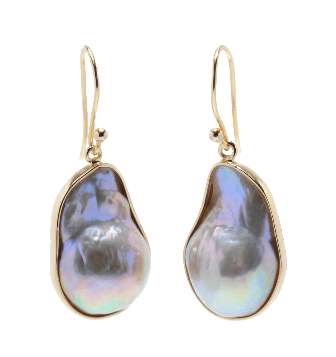 Baroque Natural Colour Freshwater Drop Earrings  |  Silver Gilt