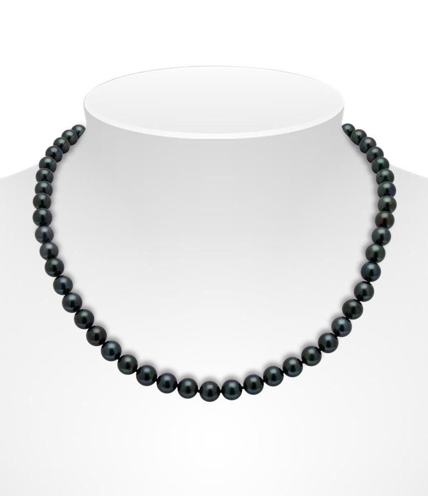 Black Akoya Pearl Necklace On Bust