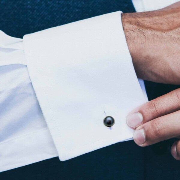 Pearl Cufflinks | Black Freshwater Silver
