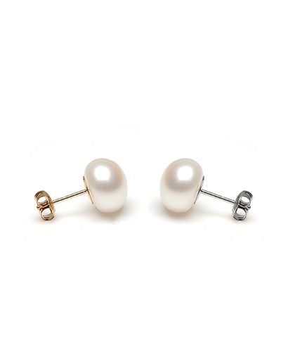 White Freshwater Bouton Stud Earrings  |  11mm 