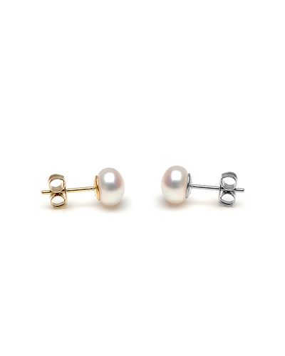 White Freshwater Bouton Stud Earrings  |  7mm 