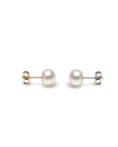 White Freshwater Bouton Stud Earrings  |  9mm 