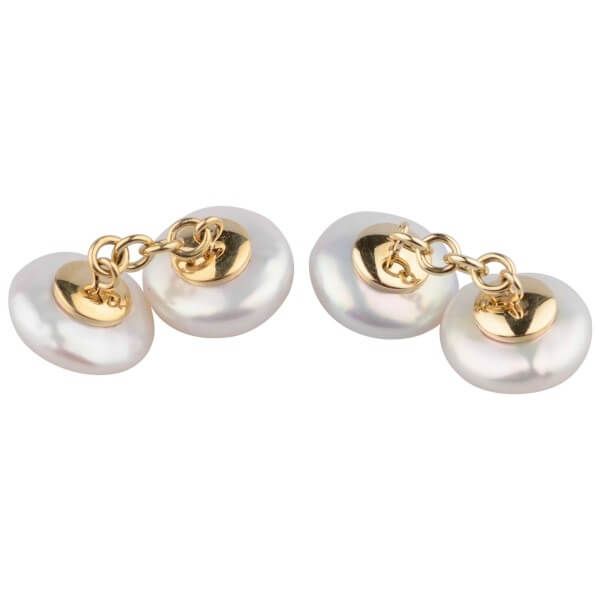 Freshwater Coin Pearl Cufflinks | 9ct Yellow Gold