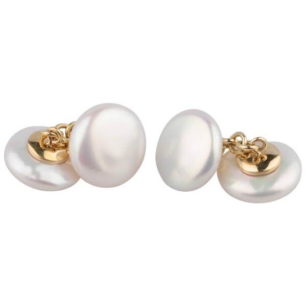 Freshwater Coin Pearl Cufflinks | 9ct Yellow Gold