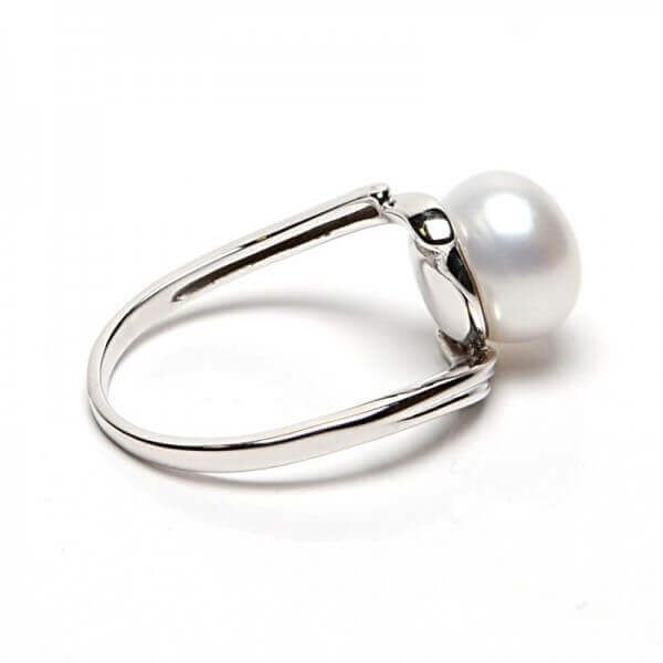 White Gold Double Shank Pearl Ring