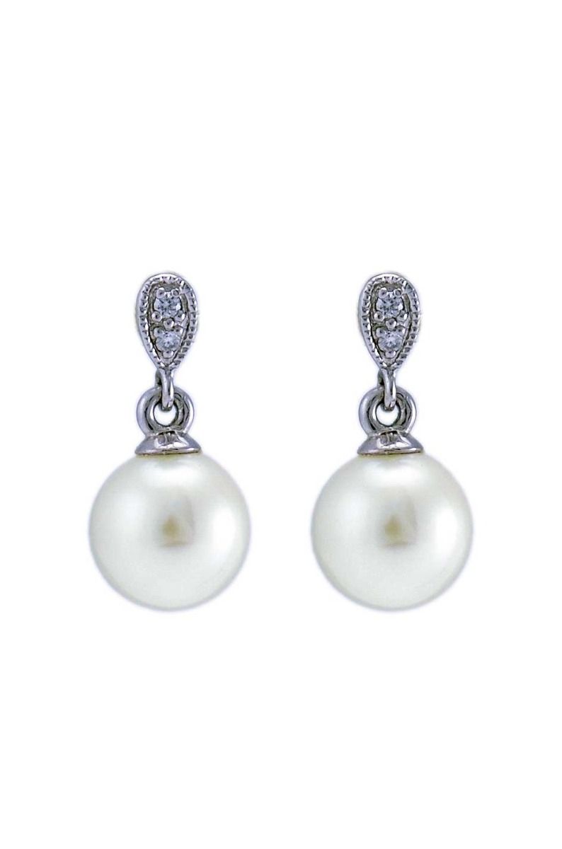 Pearl and Diamond Vintage Pavee set drop earrings