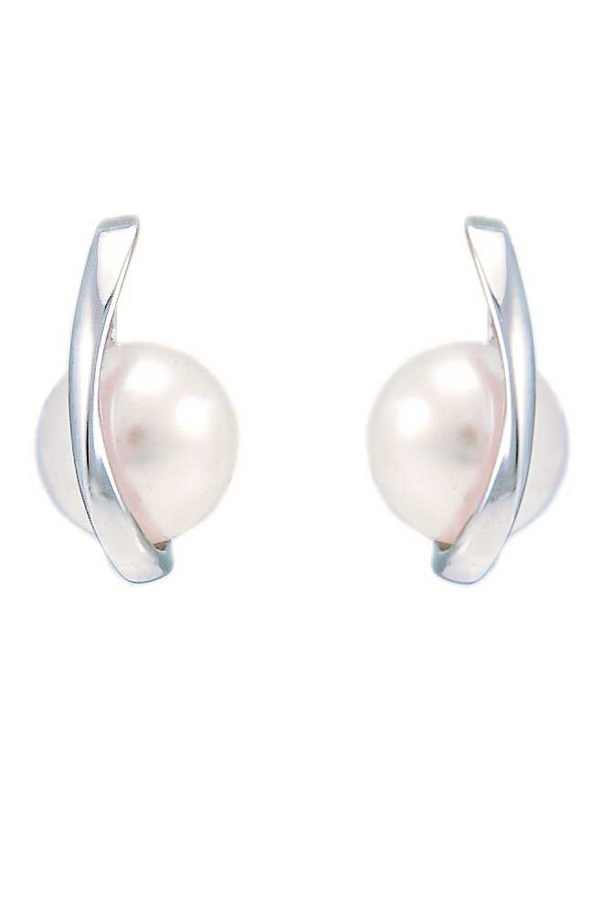 Stylish contemporary Silver and Pearl Earrings