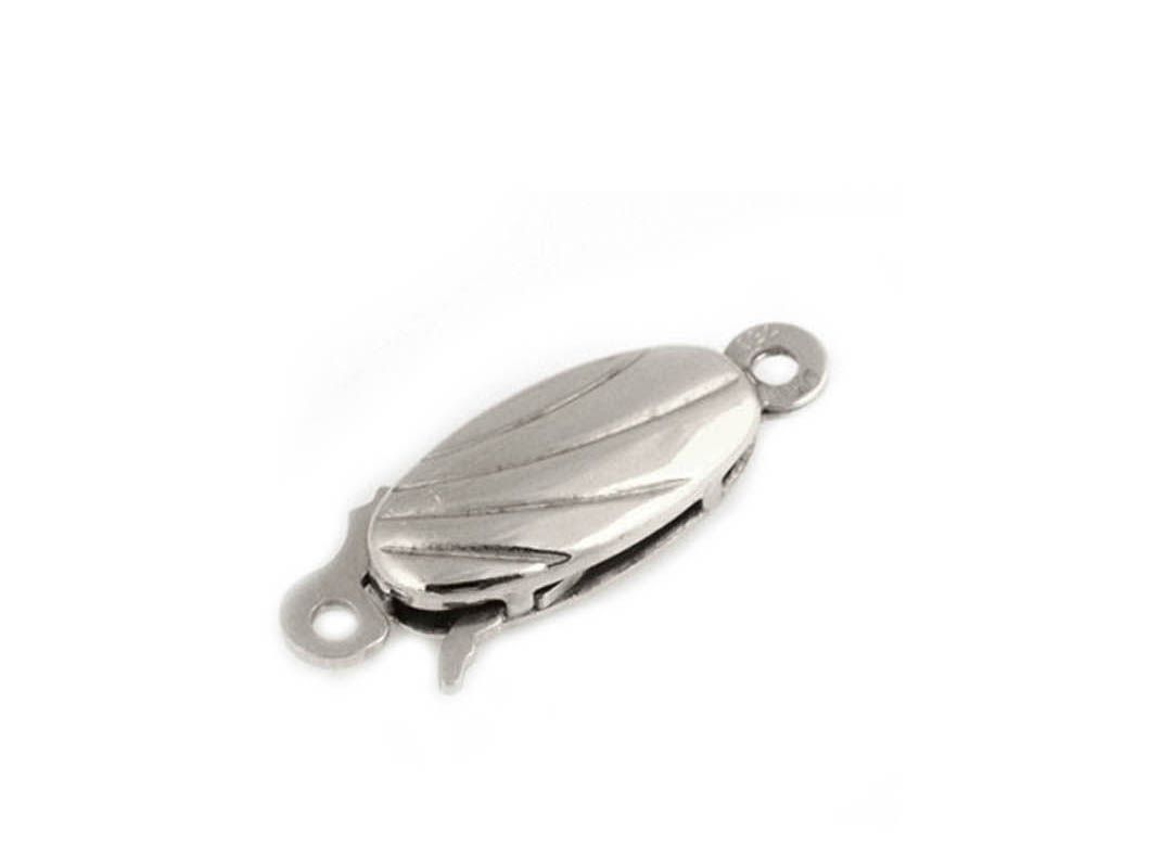 9ct White Gold Fluted Oval Clasp