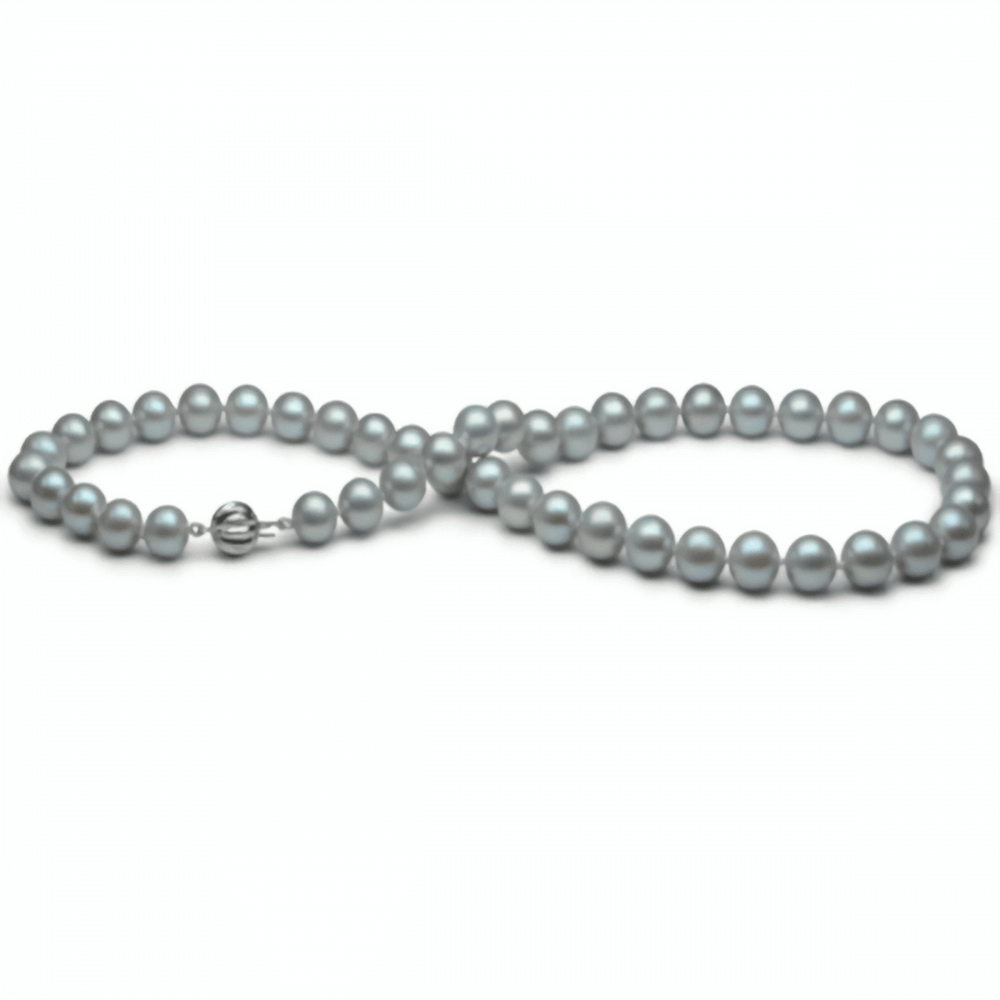 Freshwater Grey Pearl Necklace 9.0-9.5mm AA Grade