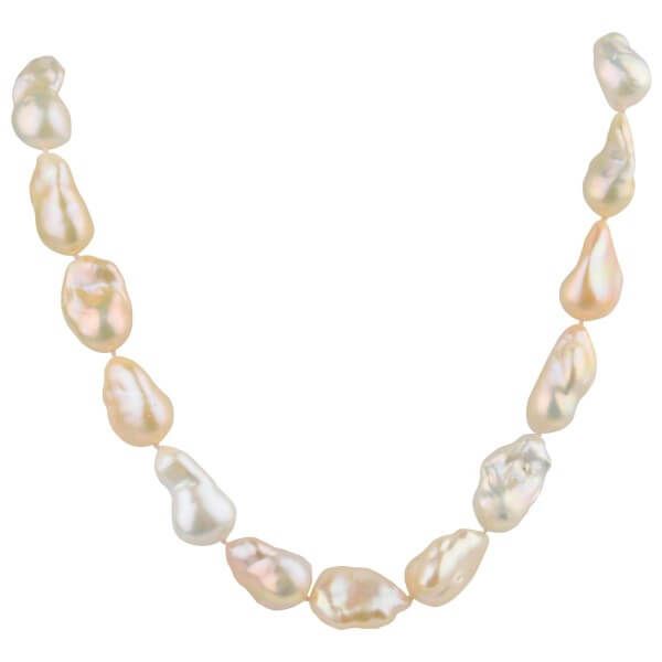 Freshwater Baroque Natural Colour Pearl Necklace | 18ct Yellow Gold
