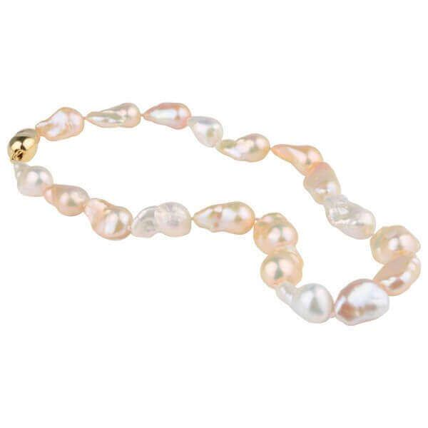 Freshwater Baroque Natural Colour Pearl Necklace | 18ct Yellow Gold
