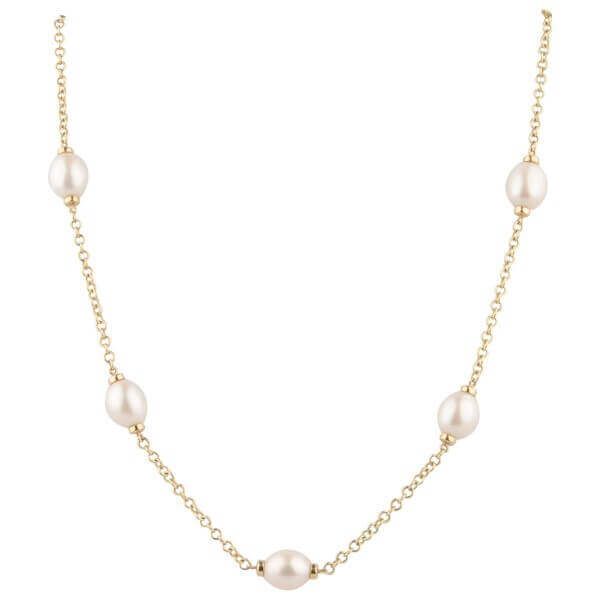 Freshwater Pearl and Chain "Mary Berry" Style Necklace | 9ct Gold 