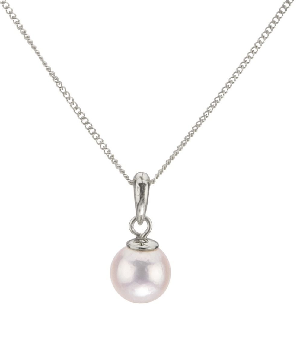 18ct White gold Akoya Pearl Pendant and Chain.