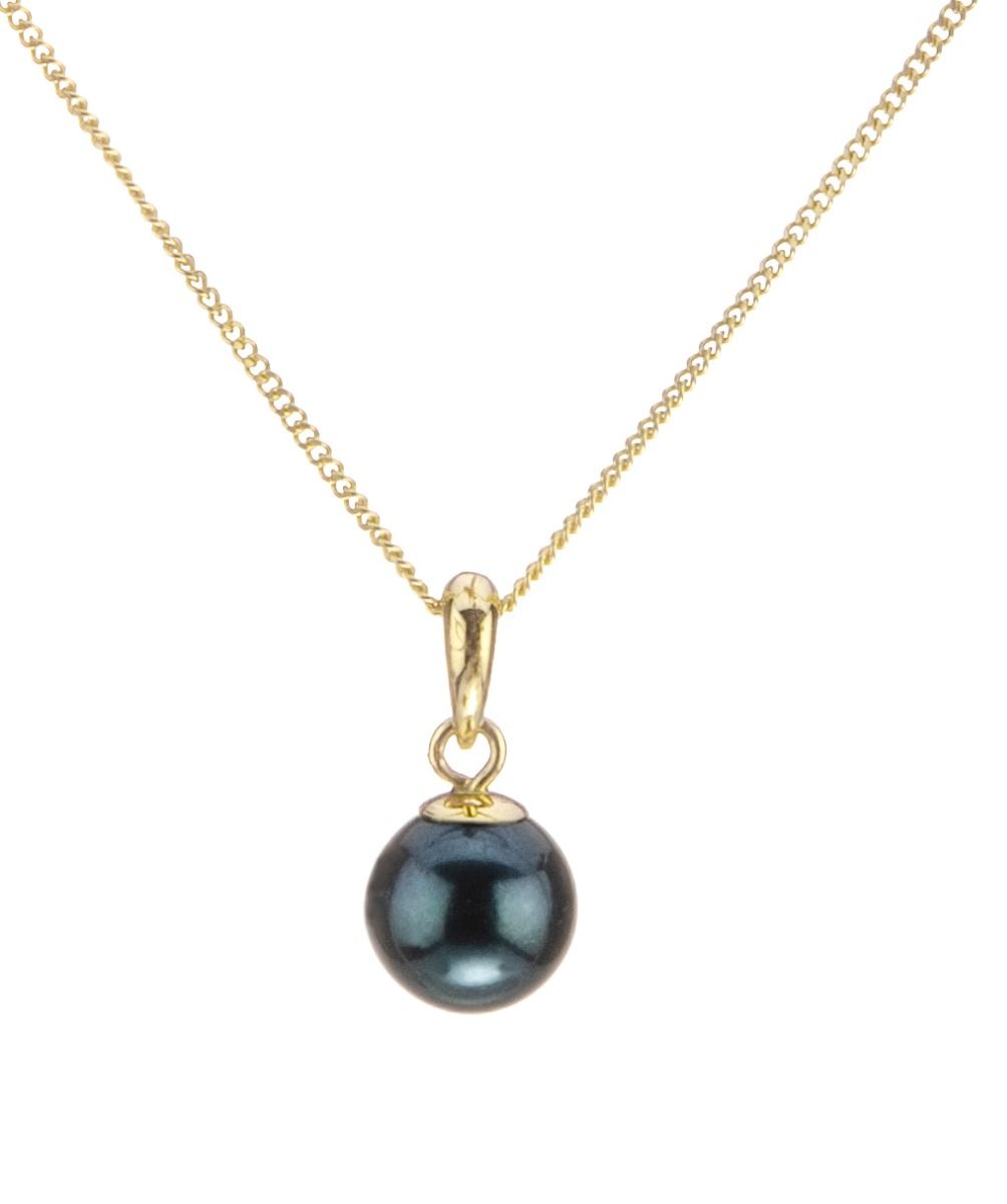 Black Akoya Cultured Pearl Pendant 7.5-8.0 mm  |  18ct Yellow Gold