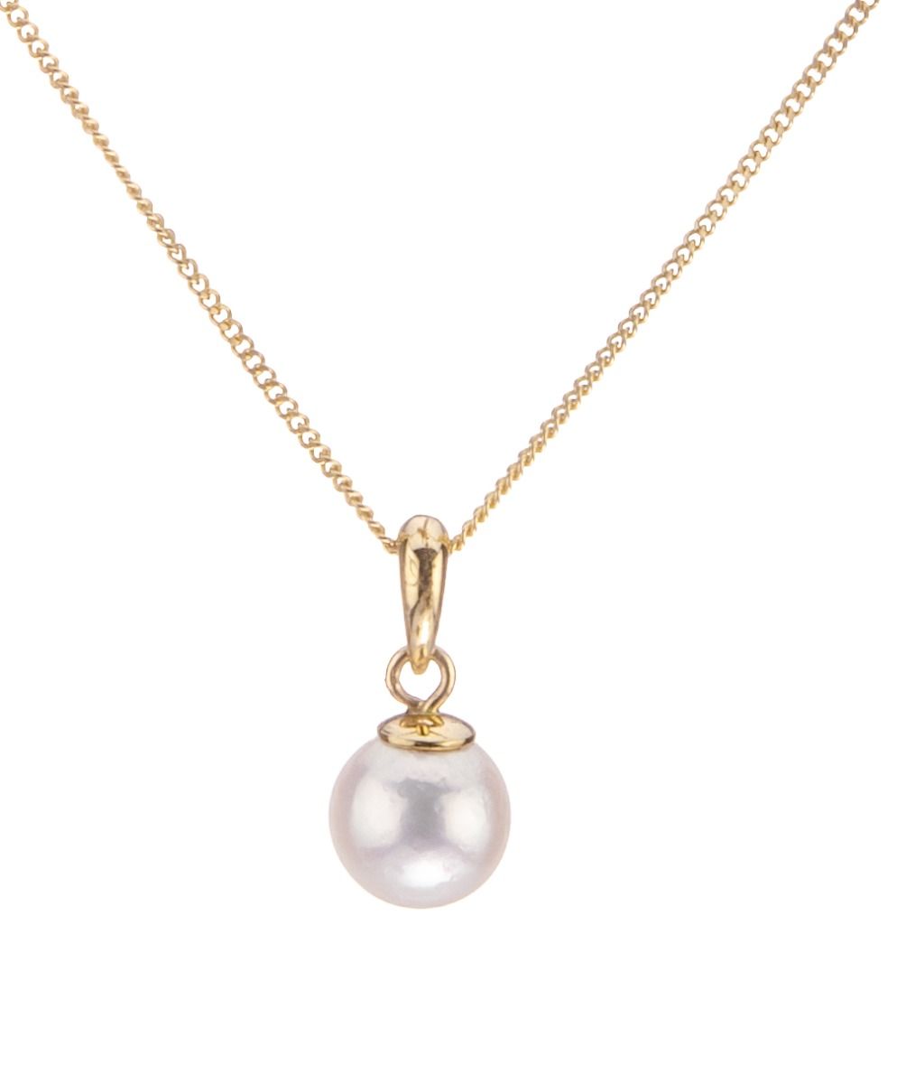9ct Yellow gold Akoya Pearl Pendant and Chain.
